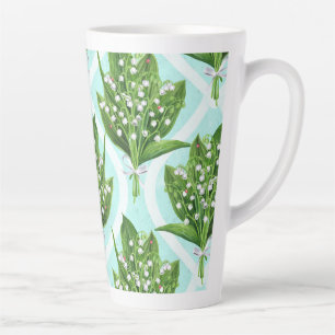 LilienBouquet der Blume des Tales auf blau Milchtasse