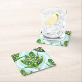 LilienBouquet der Blume des Tales auf blau Rechteckiger Pappuntersetzer (Vor Ort)