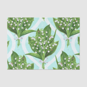 LilienBouquet der Blume des Tales auf blau Seidenpapier