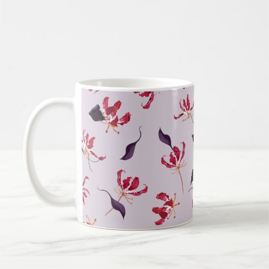 Lilienhand gezeichnete Illustrationsmuster Kaffeetasse (Links)