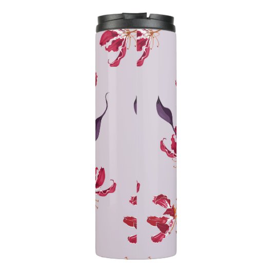 Lilienhand gezeichnete Illustrationsmuster Thermosbecher (Rückseite)