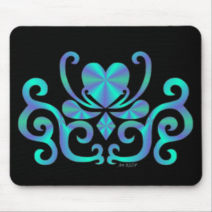 Lilienherz - Regenbogen auf schwarz Mousepad