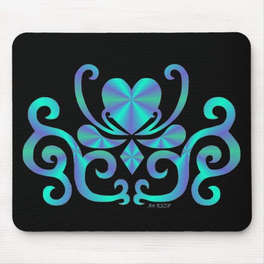 Lilienherz - Regenbogen auf schwarz Mousepad (Vorne)