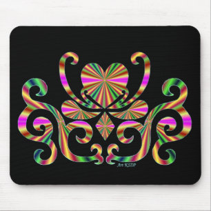 Lilienherz - Regenbogen auf schwarz Mousepad