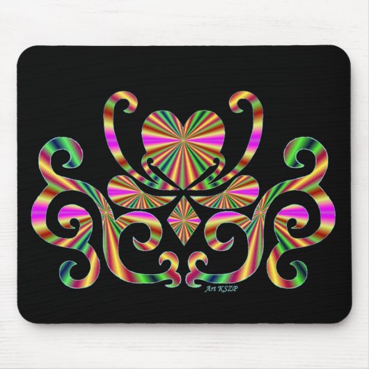 Lilienherz - Regenbogen auf schwarz Mousepad (Vorne)