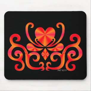 Lilienherz - Regenbogen auf schwarz Mousepad