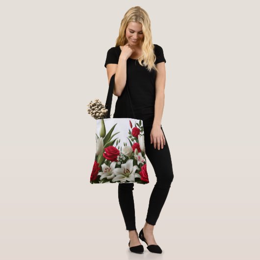 Lilienmuster der Rose Tasche (Am Model)