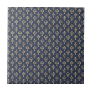 Lilienmuster, gold,navyblau,vintage,klasse fliese