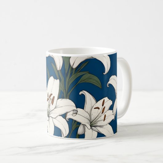 Lilienmuster Kaffeetasse (VorderseiteRechts)