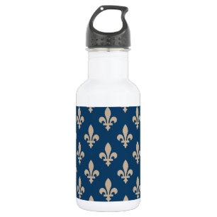Lilienmuster, königlich französisch, Creme auf Bla Edelstahlflasche