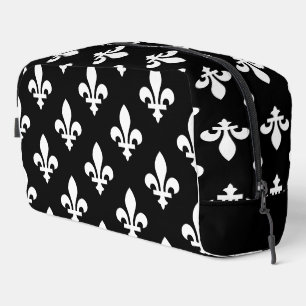 Lilienmuster, königlich französisch, Weiß auf Schw Waschbeutel