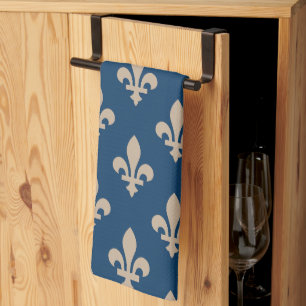 Lilienmuster, königliches Französisch, Creme auf B Geschirrtuch