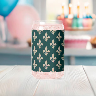 Lilienmuster, royale französische Creme auf Grün Dosenglas