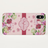 Lilienpeony Floral Blush Pink Monogram Case-Mate iPhone Hülle (Rückseite (Horizontal))