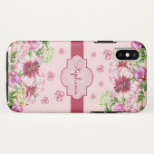 Lilienpeony Floral Blush Pink Monogram Case-Mate iPhone Hülle (Rückseite (Horizontal))