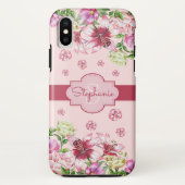 Lilienpeony Floral Blush Pink Monogram Case-Mate iPhone Hülle (Rückseite)