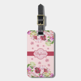 Lilienpeony Floral Blush Pink Monogram Gepäckanhänger
