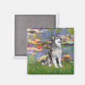 Lilies 2 - Alaskan Malamute Magnet (Vorderseite/Rückseite)