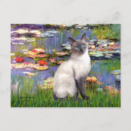 Lilies 2 - Blue Point Siamese cat Postkarte (Vorderseite)