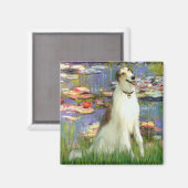 Lilies 2 - Borzoi Magnet (Vorderseite/Rückseite)