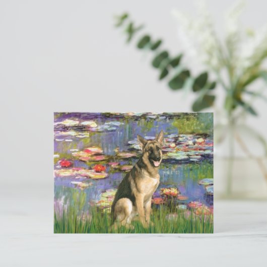Lilies 2 - Deutscher Schäferhund 2 Postkarte (Stehend Vorderseite)