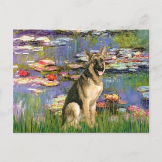 Lilies 2 - Deutscher Schäferhund 2 Postkarte (Vorderseite)
