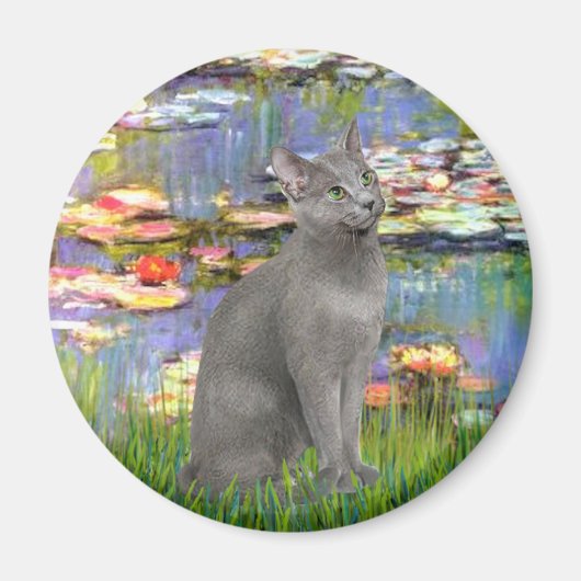 Lilies 2 - Russische Blaue Katze Magnet (Vorne)