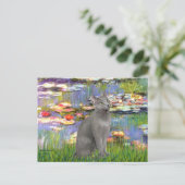 Lilies 2 - Russische Blaue Katze Postkarte (Stehend Vorderseite)