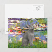 Lilies 2 - Russische Blaue Katze Postkarte (Vorne/Hinten)
