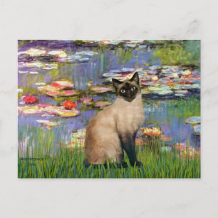 Lilies 2 - Seal Point Siamese Katze Postkarte