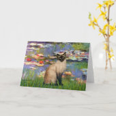 Lilies 2 - Siegel Point Siamese cat Karte (Gelbe Blume)