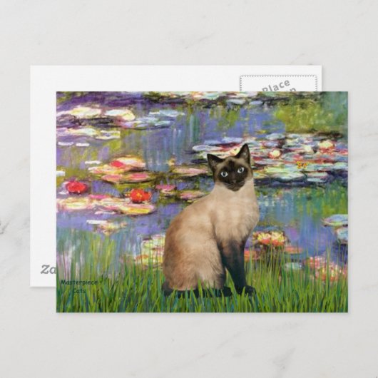 Lilies 2 - Siegel Point Siamese cat Postkarte (Vorne/Hinten)