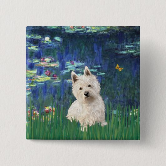 Lilies 5 - Westie 1 Button (Vorderseite)