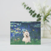 Lilies 5 - Westie 1 Postkarte (Stehend Vorderseite)