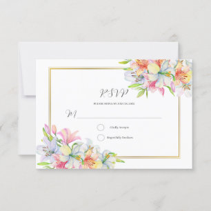Lilies Aquarell Blume Hochzeit rsvp