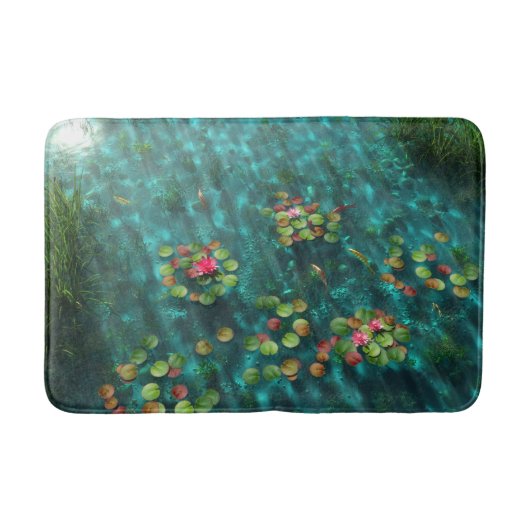 Lilies auf dem Wasserbad Badematte (Vorderseite)
