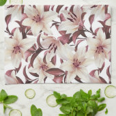 Lilies auf weiß. Blumenmuster Geschirrtuch (Gefaltet)