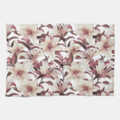 Lilies auf weiß. Blumenmuster Geschirrtuch (Horizontal)