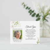 Lilies Beerdigung Danke Foto Note Card weiß (Stehend Vorderseite)