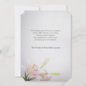 Lilies Beileid Memorial Dankeschön Karte mit Foto (Rückseite)