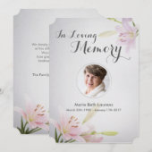 Lilies Beileid Memorial Dankeschön Karte mit Foto (Vorne/Hinten)