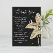 Lilies Black Floral Beerdigung Tod Vielen Dank Einladung (Stehend Vorderseite)