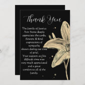 Lilies Black Floral Beerdigung Tod Vielen Dank Einladung (Vorne/Hinten)