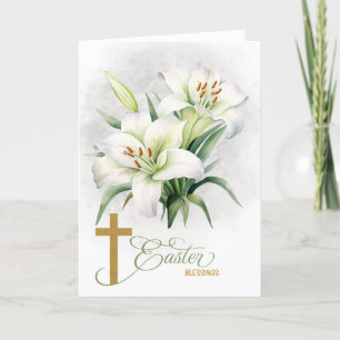 Lilies Christlich Cross John 11 Scripture Oster Feiertagskarte