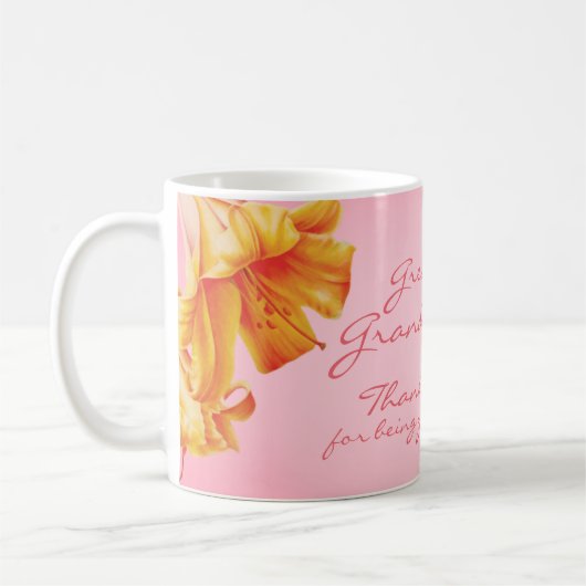 Lilies fine art beste Oma pink Tasse (Links)