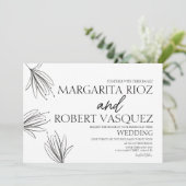 Lilies Hand Drawn Elegant Script Wedding Einladung (Stehend Vorderseite)