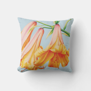 Lilies Kunst von Sarah Trett blau orange Kissen
