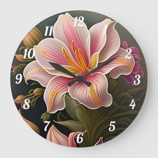 Lilies Large Clock Große Wanduhr (Vorderseite)