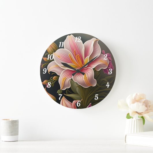 Lilies Large Clock Große Wanduhr (Zuhause)