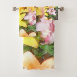 Lilies Liebe und leichte Wasserfarbe Badhandtuch Set